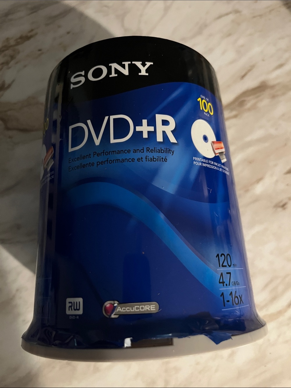 Sony DVD+R 4.7GB 1-16X 120min 100 Pack